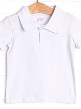 Stitchy Fish Kids Parker Polo short sleeve Shirt - White NWT